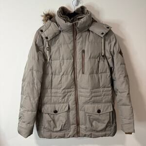 Eddie Bauer Women's Yukon Classic Parka Coat Down Silver Gray Brown Large